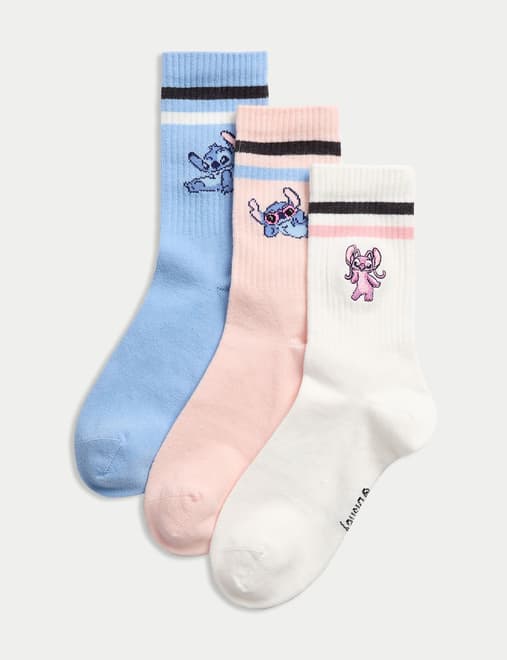 3pk Cotton Rich Lilo & Stitch™ Socks (6 Small - 7 Large)