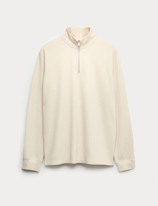 Cotton Rich Double Knit Half Zip Sweatshirt