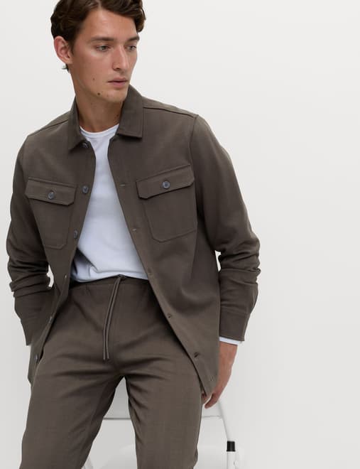 Cotton Rich Herringbone Overshirt