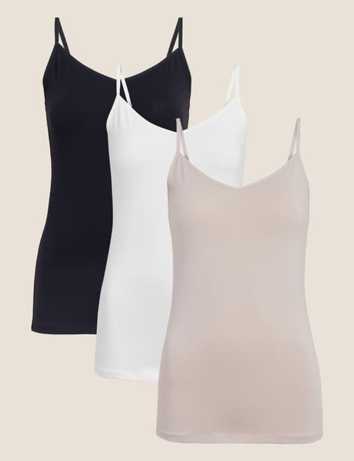 3pk Cotton Rich Strappy Vests