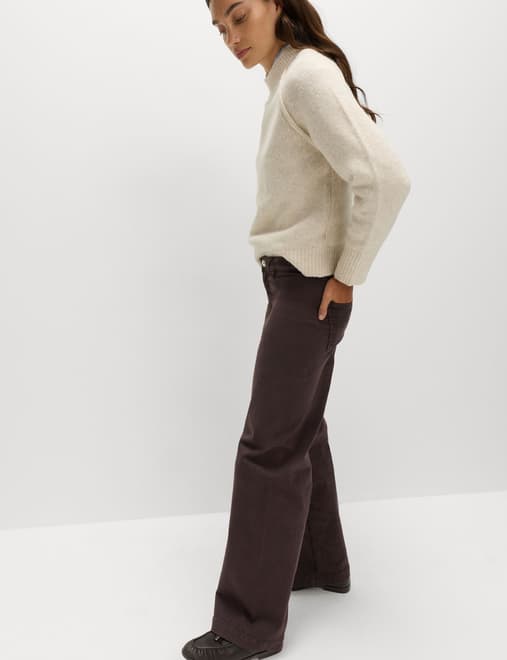 High Waisted Wide Leg Ankle Grazer Jeans