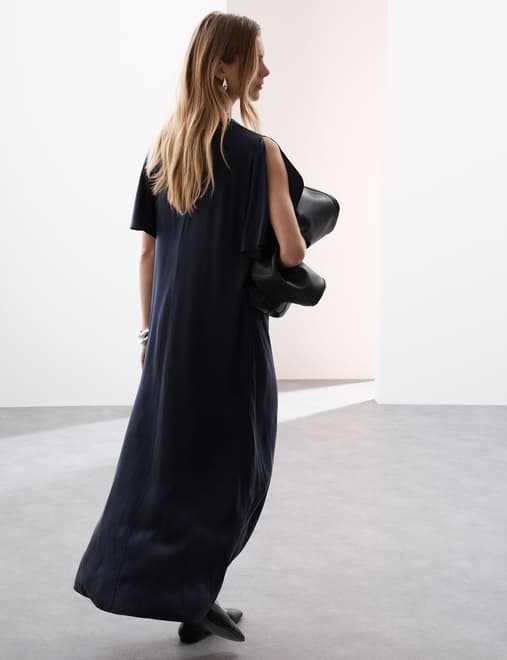 Cupro Rich Split Sleeve Maxi Dress