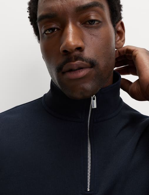 Cotton Rich Double Knit Half Zip Sweatshirt