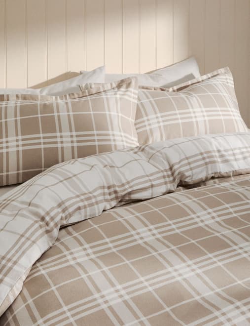 Brushed Cotton Checked Bedding Set
