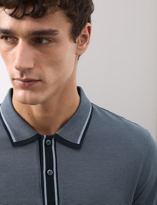 Pure Cotton Jacquard Polo Shirt