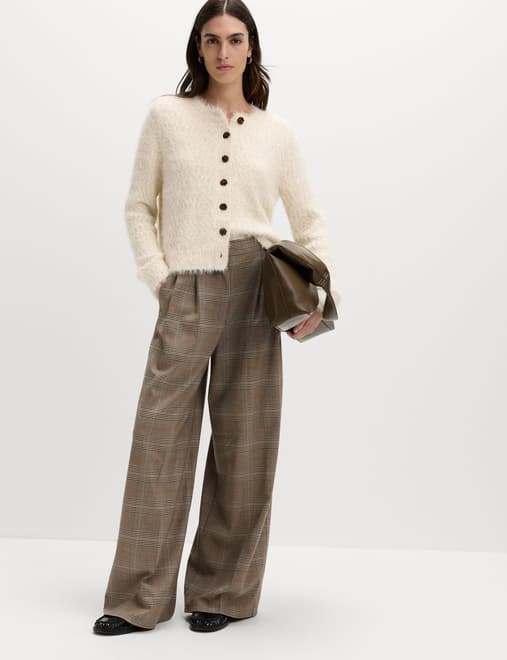 Textured Crew Neck Cardigan