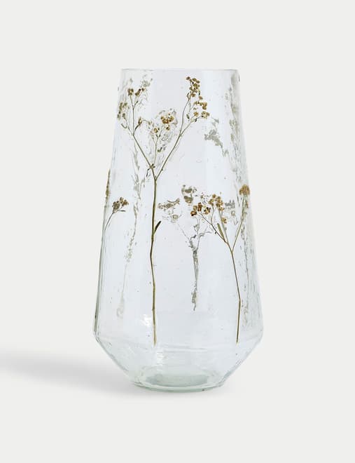 Pressed Flower Glass Vase