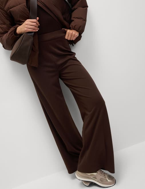 Jersey Wide Leg Trousers with Stretch