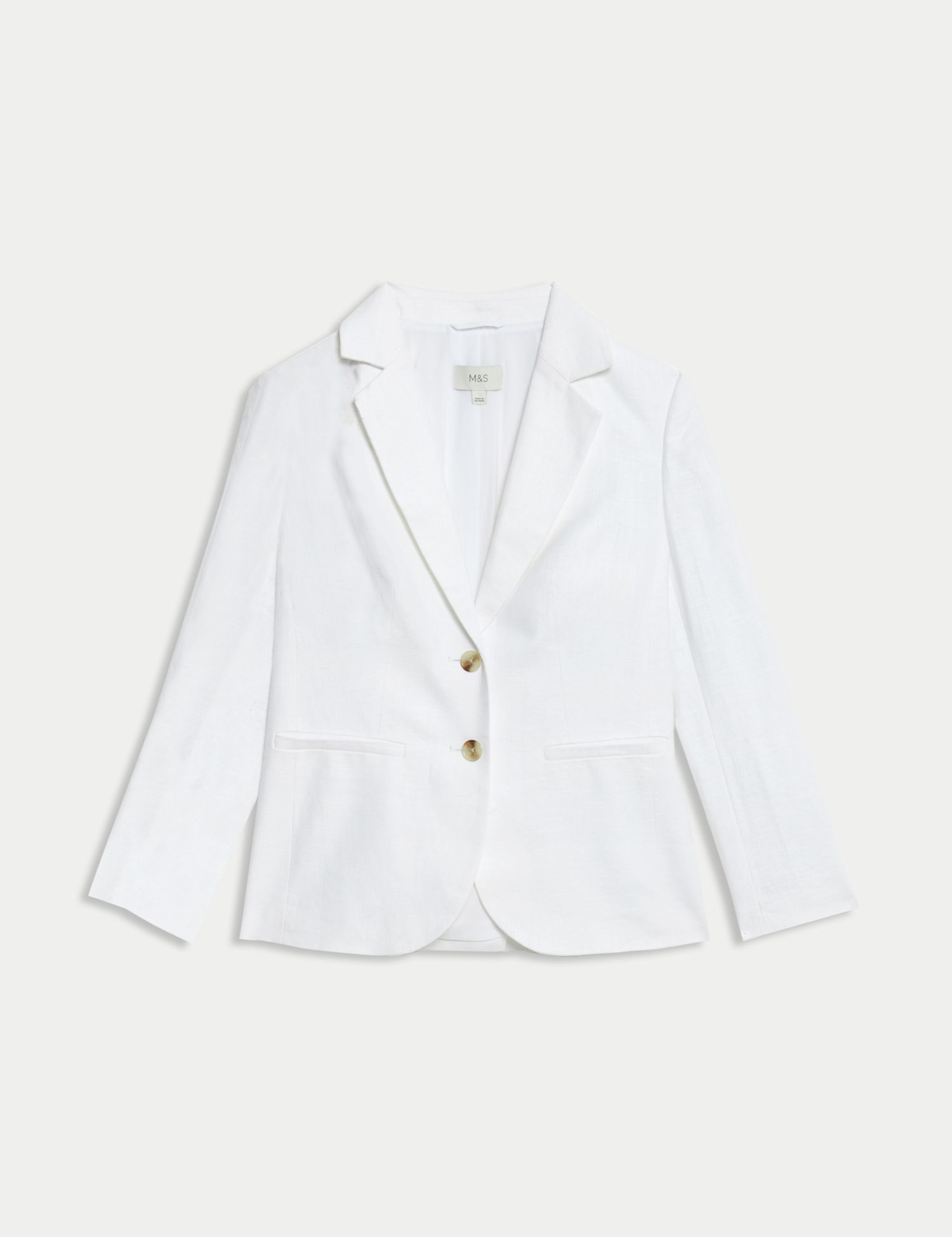 Shop Linen Rich Single Breasted Blazer for Women Online - M&S