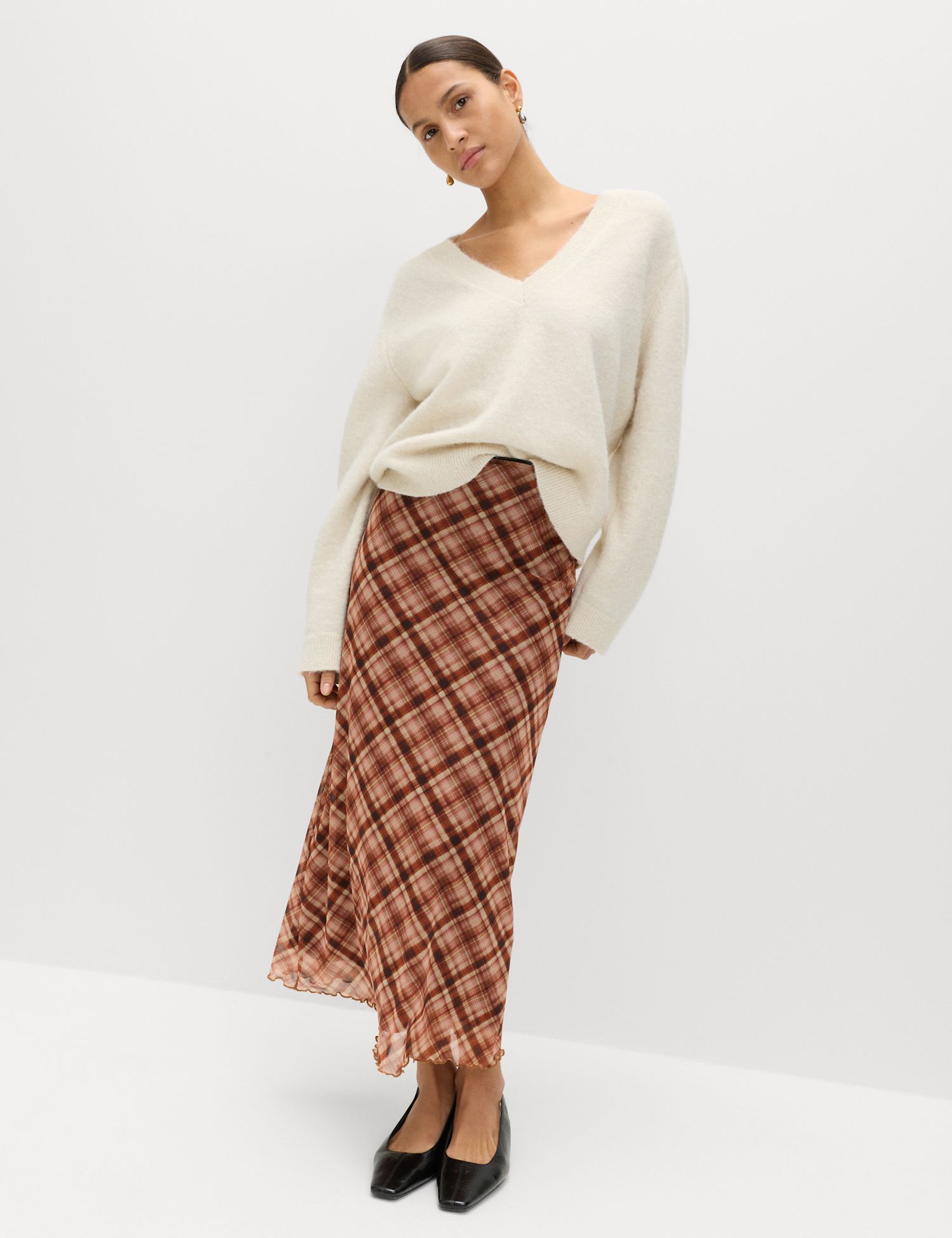 スカート MADISON CHECK SKIRT-PANTS Checked Midaxi Pencil Skirt