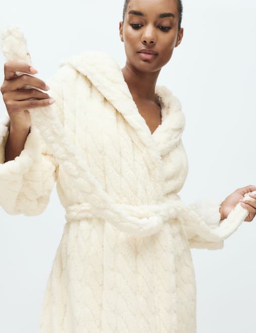 Jacquard Long Hooded Dressing Gown