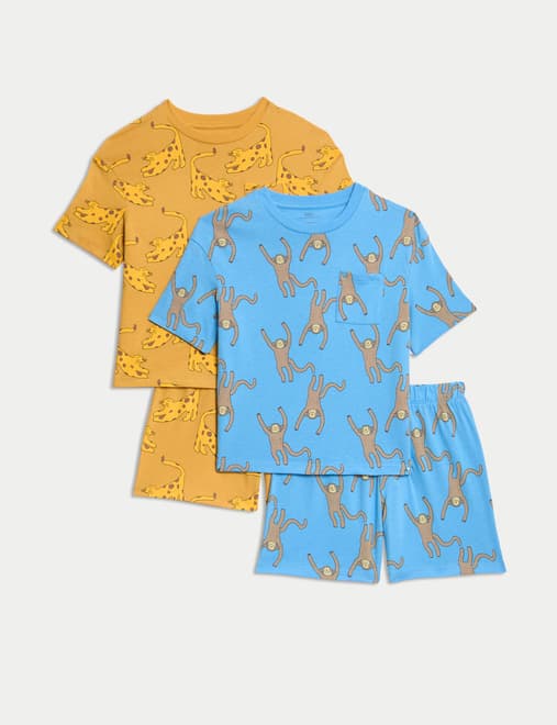 2pk Pure Cotton Animal Print Pyjama Sets (1-8 Yrs)