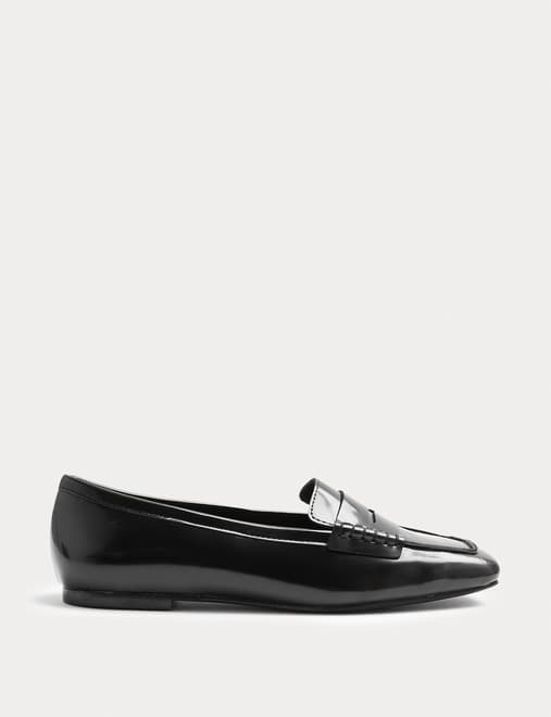 Patent Flat Square Toe Loafers