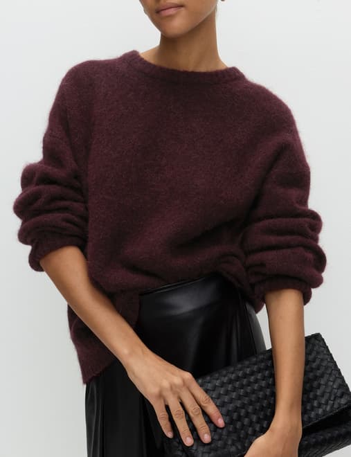 Alpaca Blend Textured Relaxed Jumper