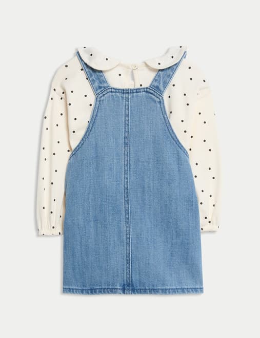 3pc Cotton Rich Spot Dress Outfit with Tights (0-3 Yrs)