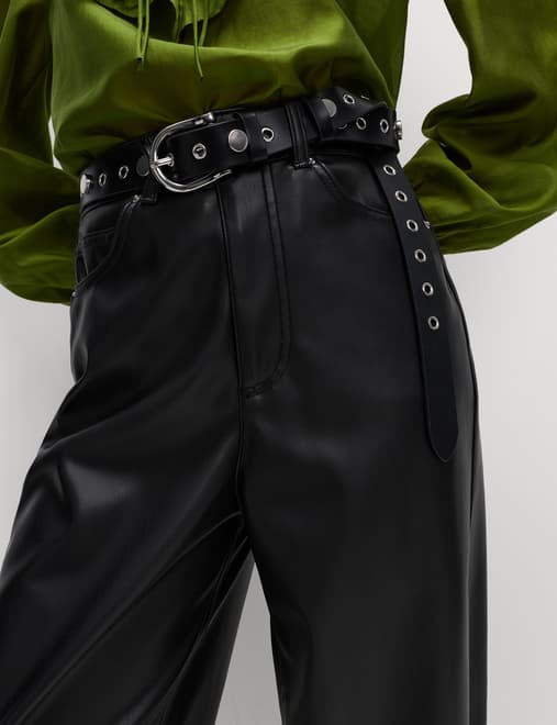Leather Look Carrot Leg Trousers