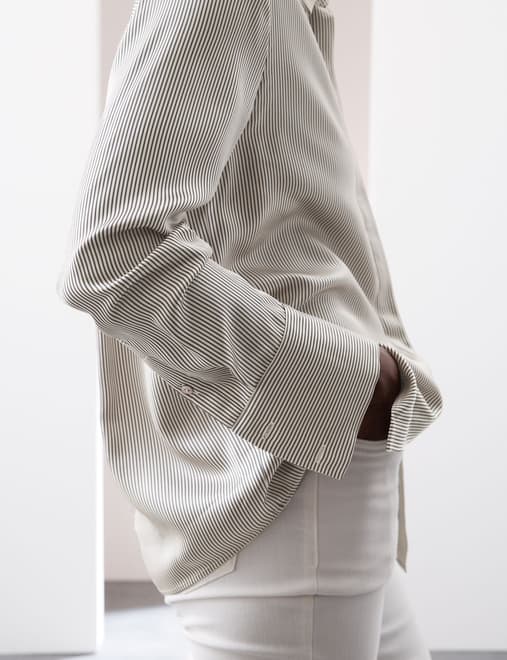 Modal Blend Satin Striped Shirt