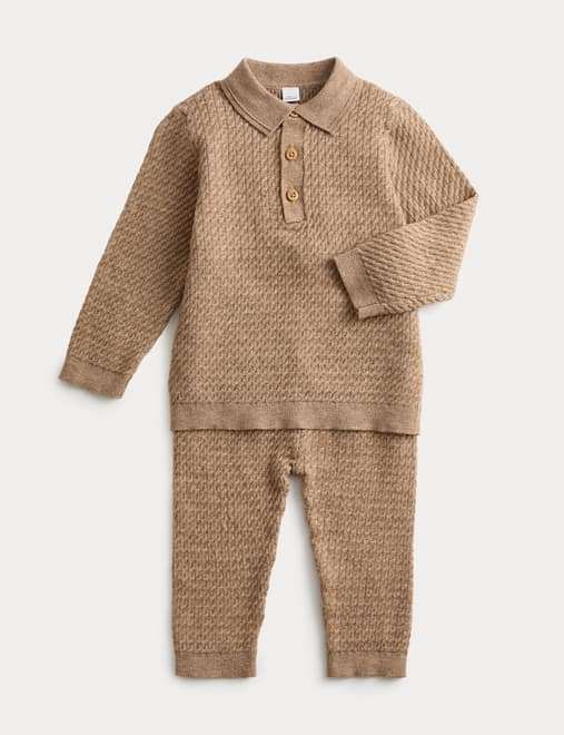2pc Knitted Textured Outfit (0-3 Yrs)