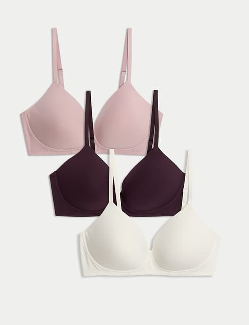 3pk Non Wired T-Shirt Bras A-E