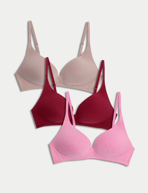 3pk Non Wired Plunge T-Shirt Bras A-E