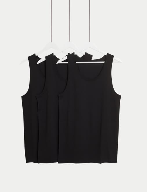 3 Pack Pure Cotton Sleeveless Vests