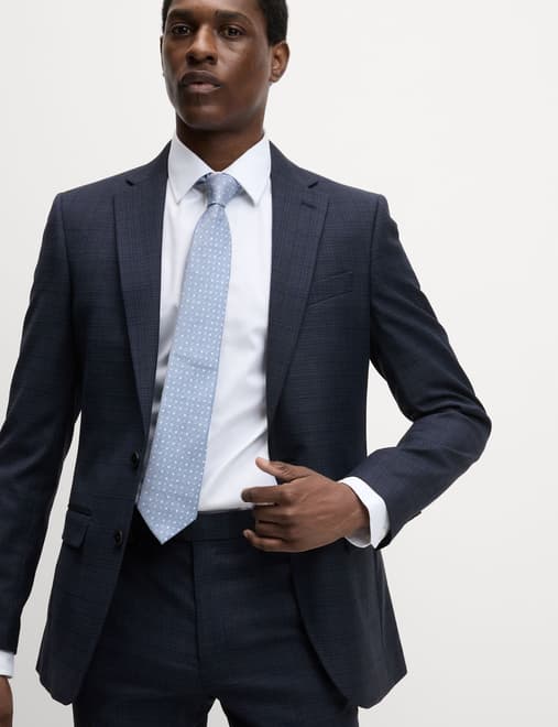 Slim Fit Shadow Check Suit Jacket