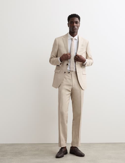 Tailored Fit Silk & Linen Blend Suit Jacket