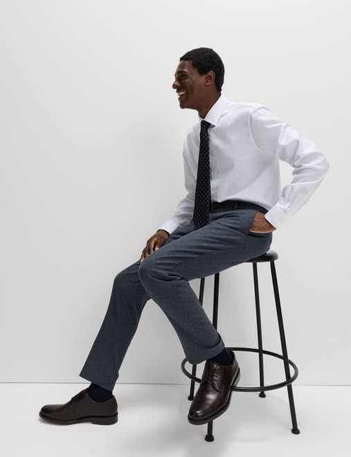 Tailored Fit Wool Rich Tweed Suit Trousers