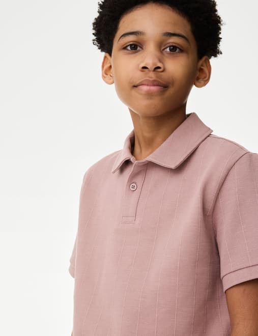 Cotton Rich Textured Polo Shirt (6-16 Yrs)