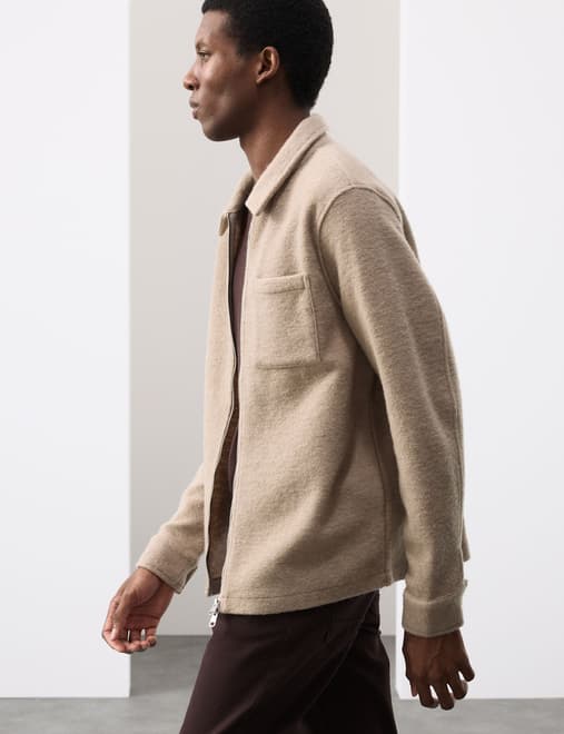 Wool Blend Zip up Fleece Jacket