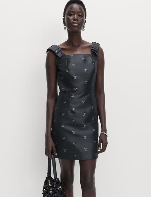 Bow Detail Mini Waisted Dress