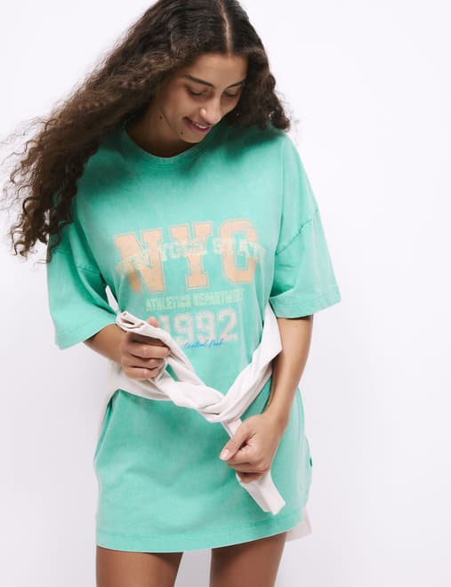 Pure Cotton Slogan Oversized T-Shirt
