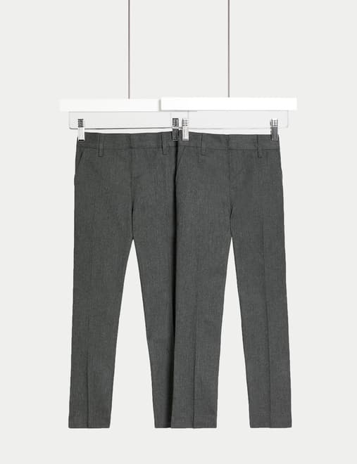 2pk Boys' Slim Leg School Trousers (2-18 Yrs)