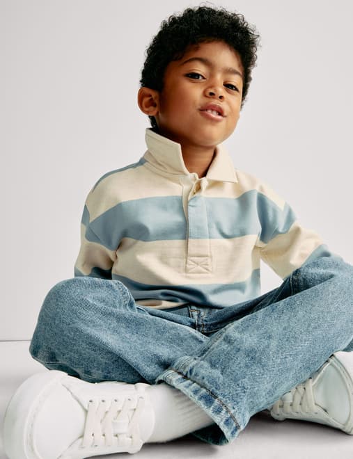 Pure Cotton Collared Rugby Sweatshirt (2-8 Yrs)