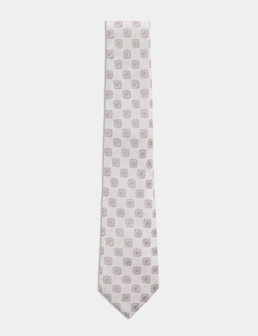 Medallion Linen Silk Blend Tie