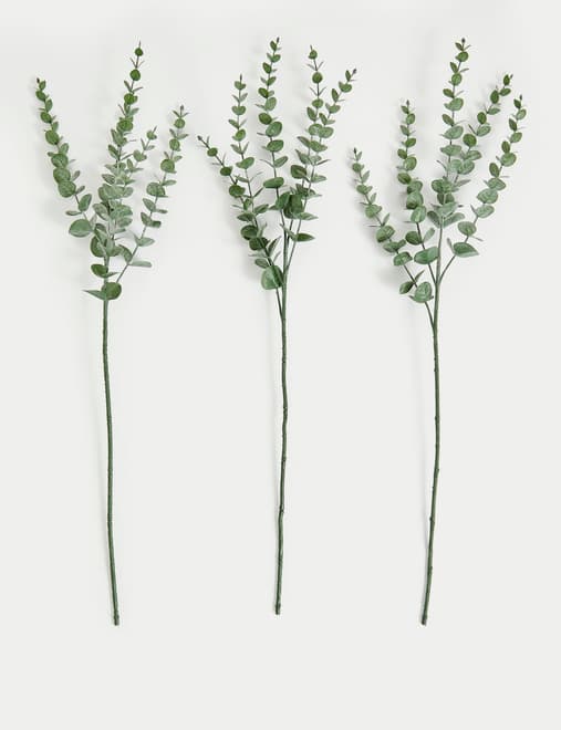 Set of 3 Artificial Eucalyptus Single Stems