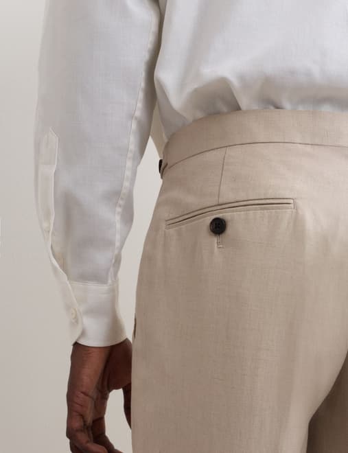 Tailored Fit Silk & Linen Blend Suit Trousers