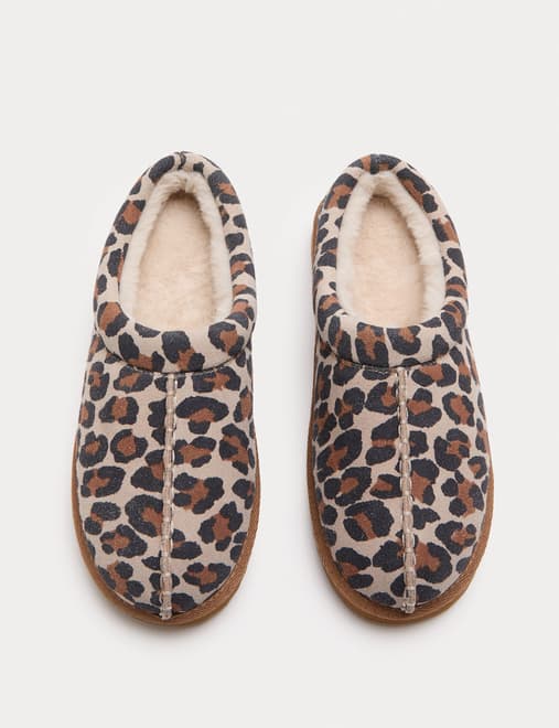 Suede Leopard Print Clog Slippers