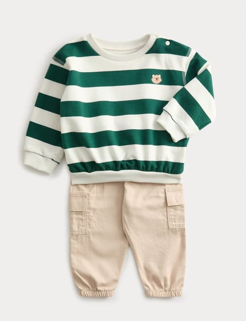 2pc Striped Sweatshirt Cargo Outfit (0-6 Yrs)