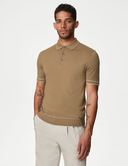 Silk Cotton Knitted Polo Shirt
