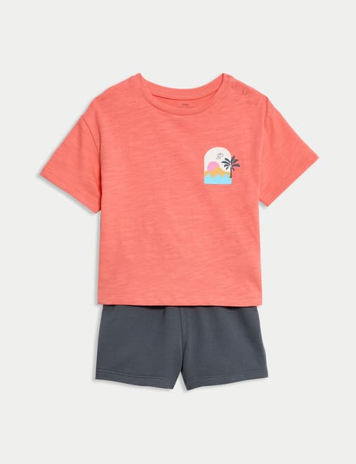 2pc Cotton Rich T-Shirt & Shorts Outfit (0-6 Yrs)