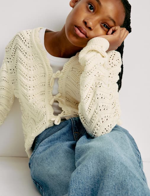 Pure Cotton Knitted Cardigan (6-16 Yrs)