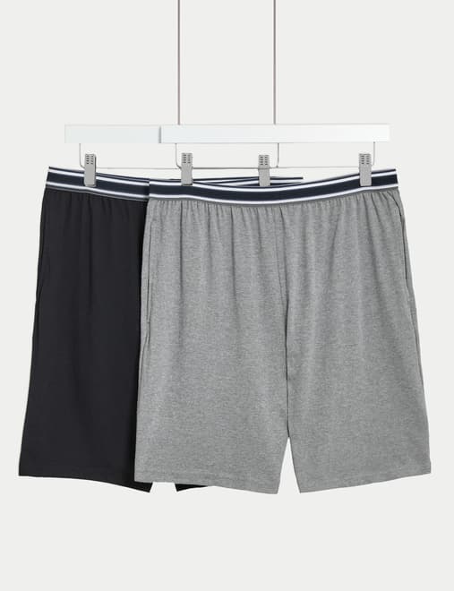 2 Pack Pure Cotton Pyjama Shorts