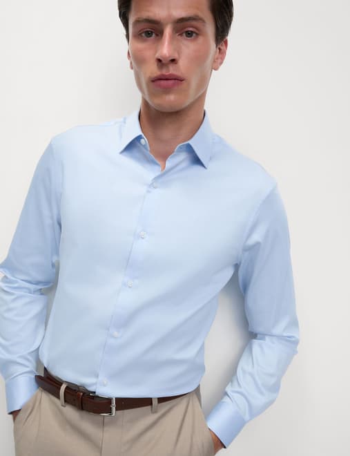 Slim Fit Pure Easy Iron Cotton with Stretch Shirt