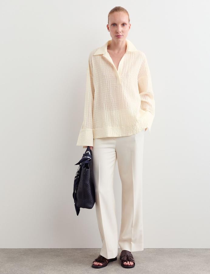Lyocell Rich Plisse Relaxed Shirt