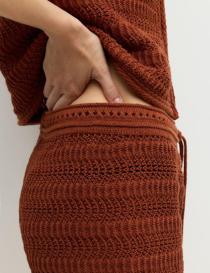 Cotton Blend Tie Front Knitted Shorts