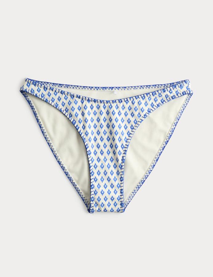 Printed Whipstitch High Leg Bikini Bottoms