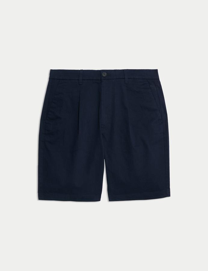 Single Pleat Stretch Chino Shorts