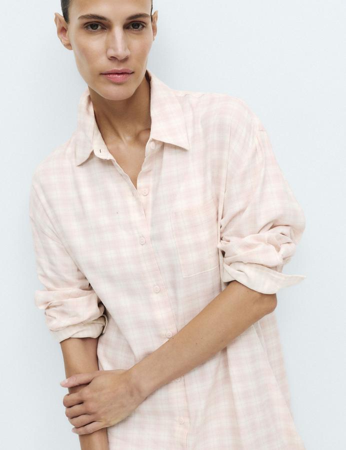 Brushed Cotton Blend Checked Nightshirt