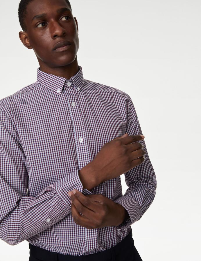 2pk Slim Fit Easy Iron Gingham Shirts